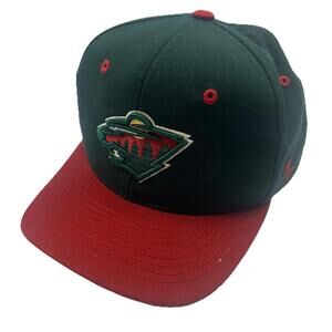 Vintage Minnesota Wild NHL Snapback Hat Cap Green Red Two Tone - Zephyr / M&N